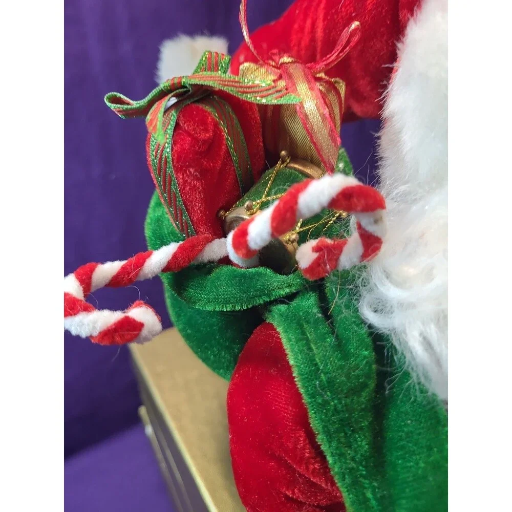 Vintage Santa Claus Figure 12” Shelf Sitter Holding Tree Christmas Decoration